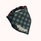 Double-faced Plaid Collared Pet Bandana with Adjustable Collar