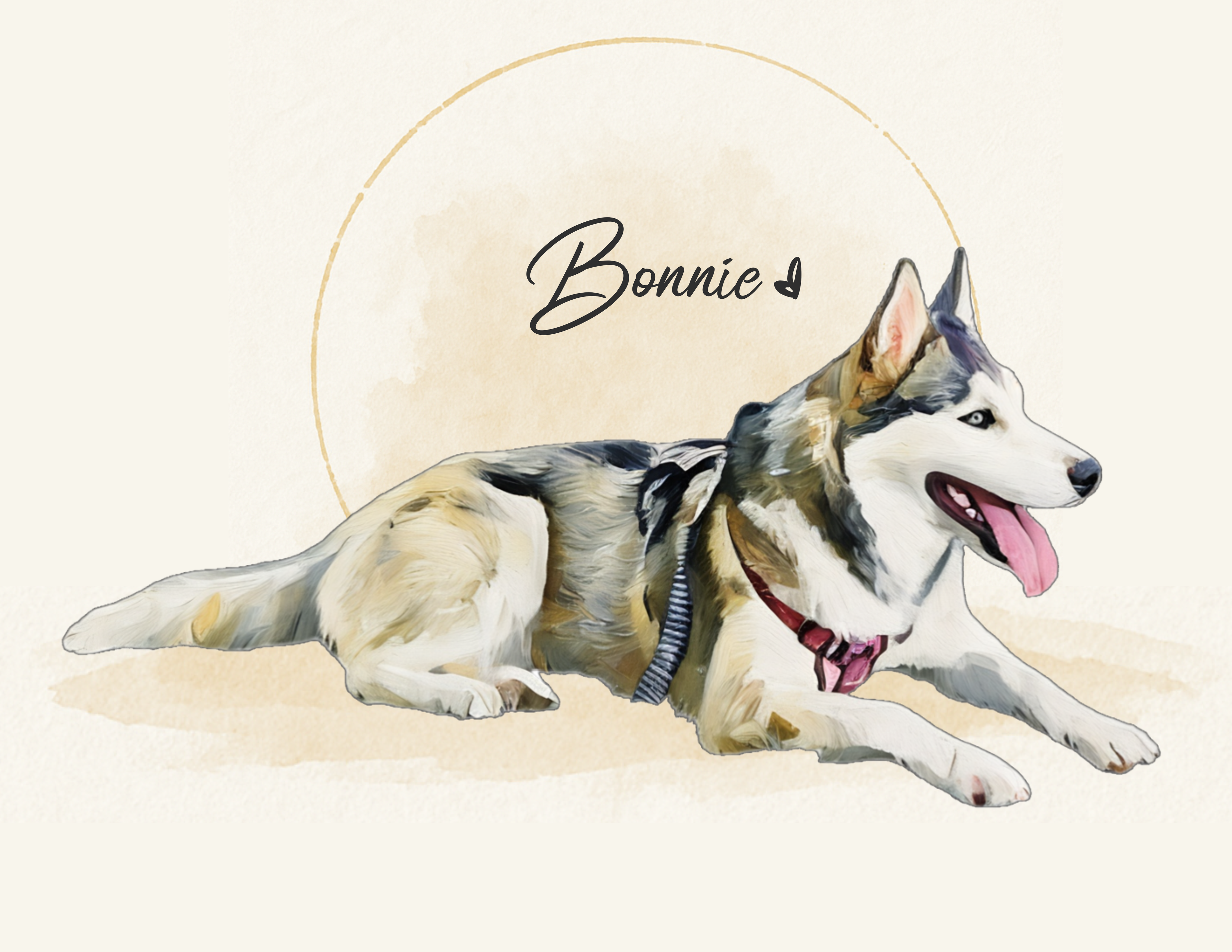 Custom Pet Digital Portrait Bonnie Husky