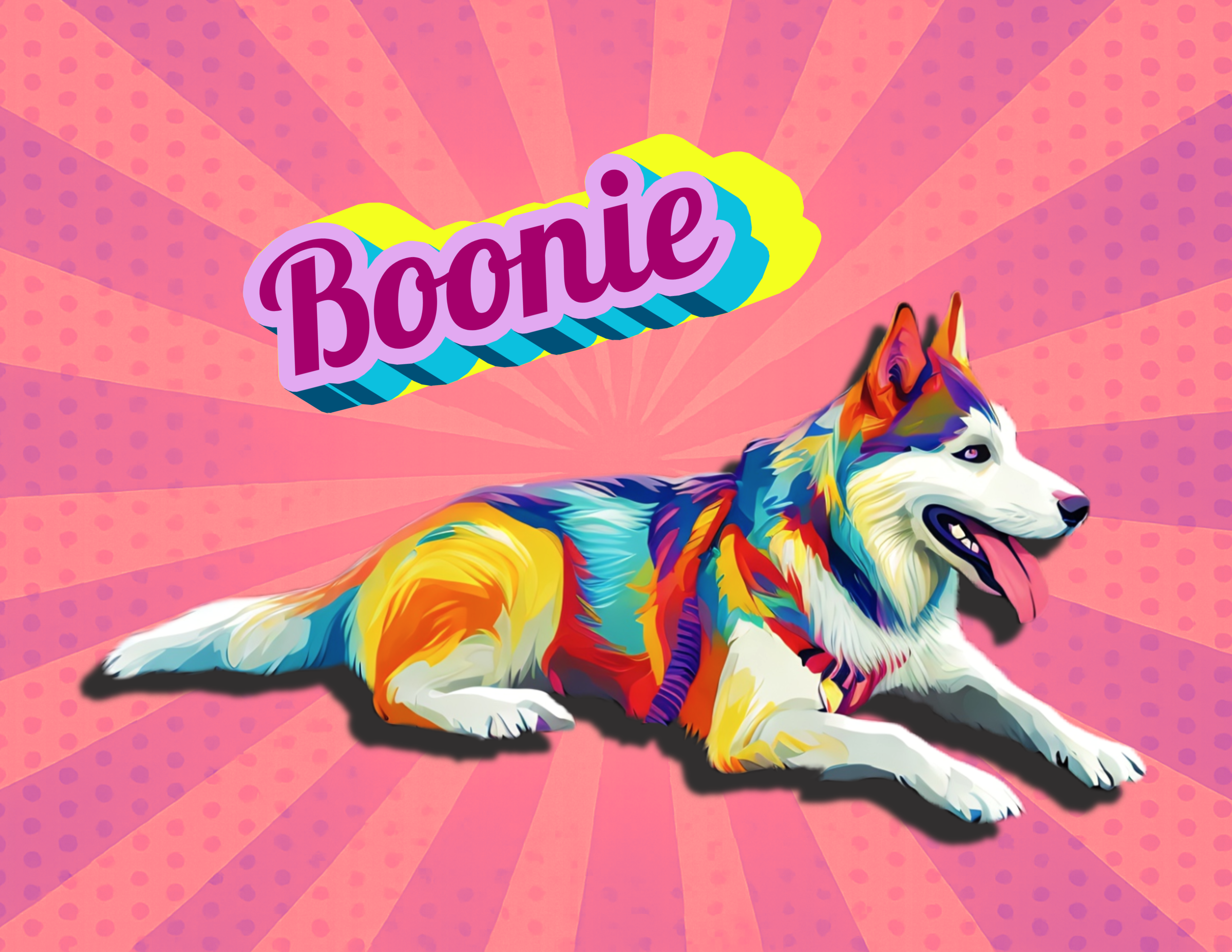 Custom Pet Digital Portrait Bonnie Husky Pop