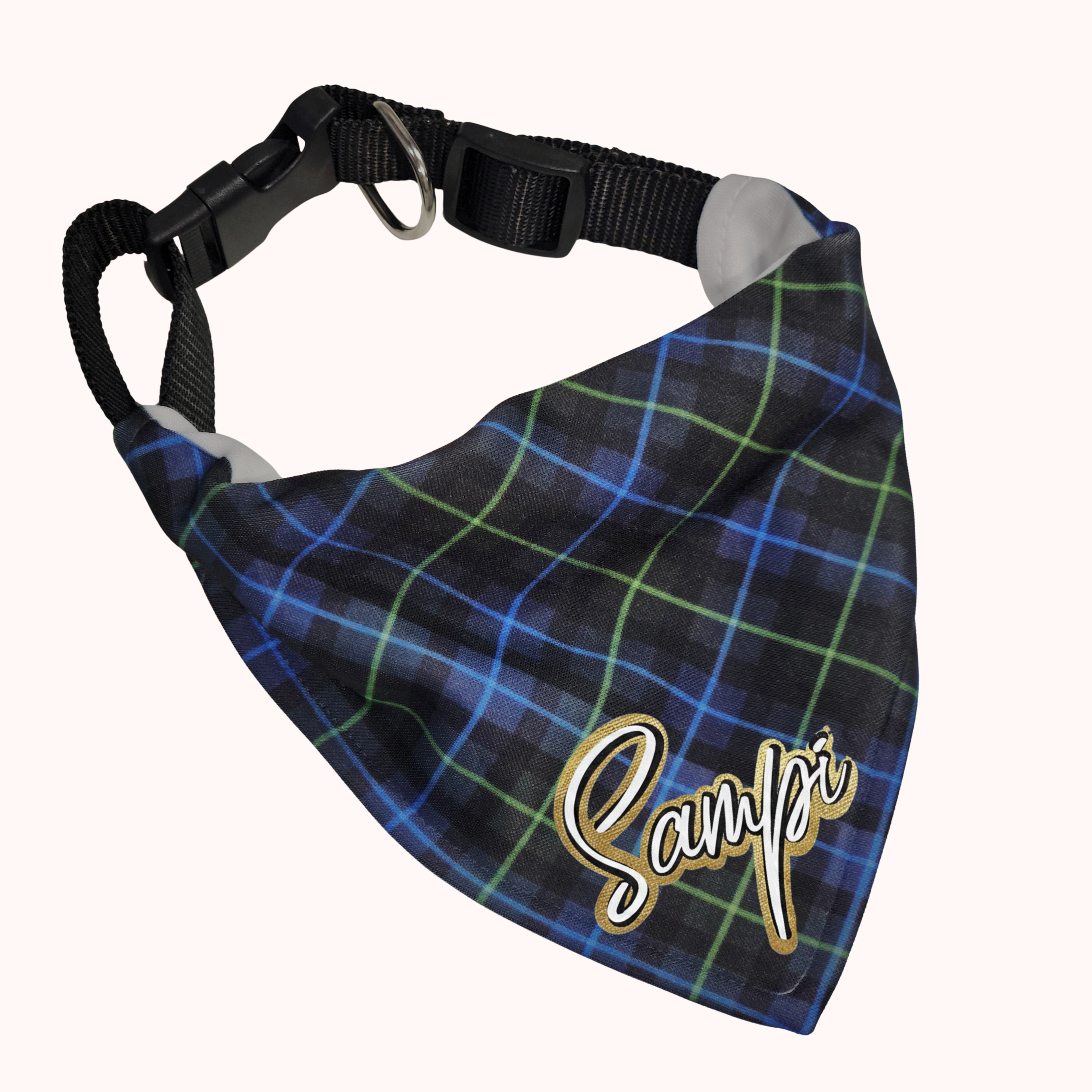 Double Face Pet Bandana Blue and Green