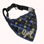 Personalized Golden Snowflake  Pet Bandana Blue and Green