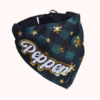 Personalized Golden Snowflake  Pet Bandana Green