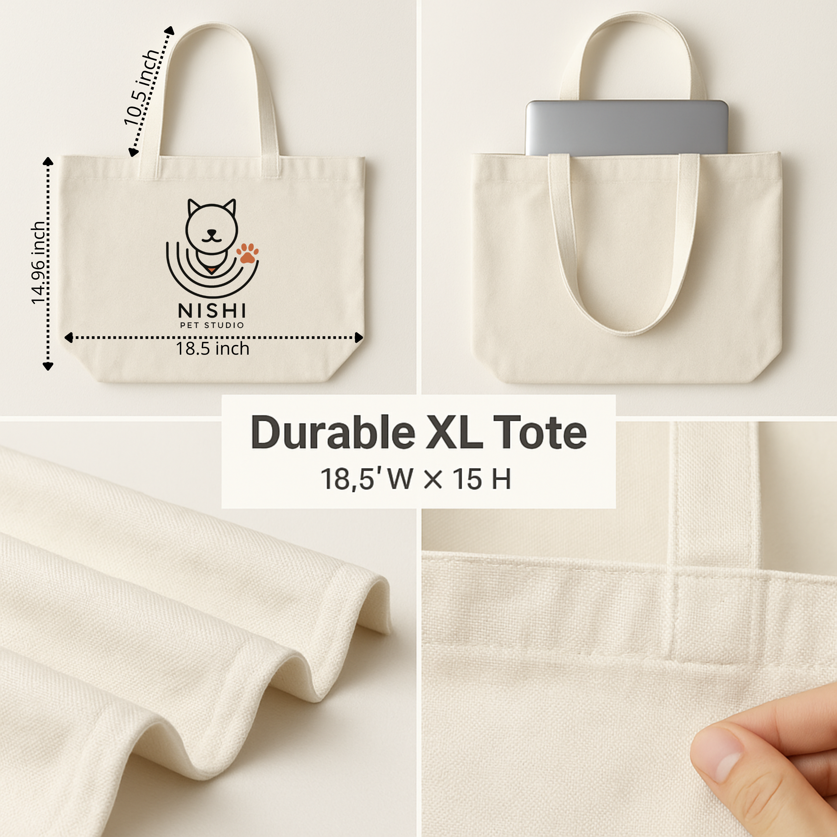 Personalized Pet Portrait Tote Bag Description