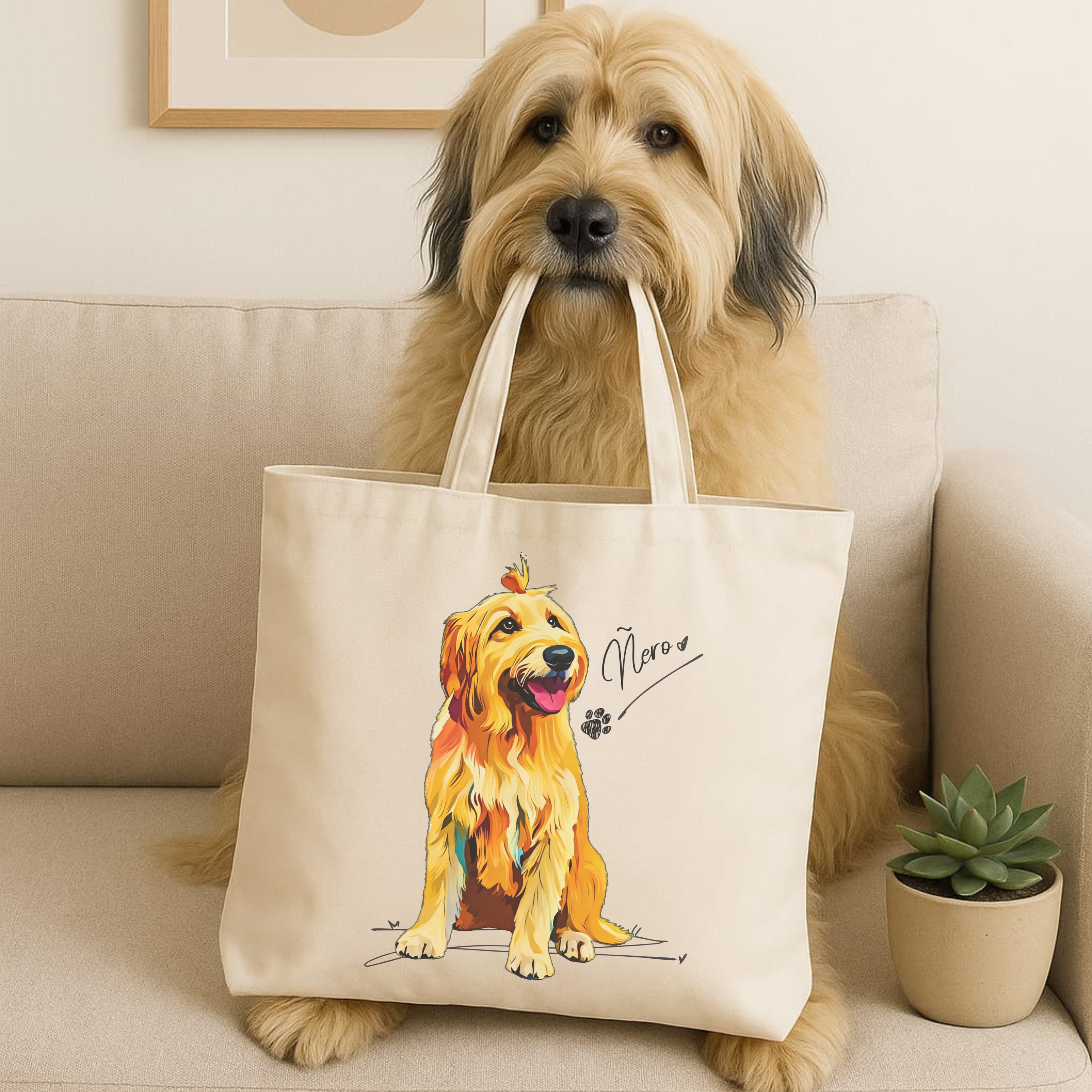Personalized Pet Portrait Tote Bag Ñero