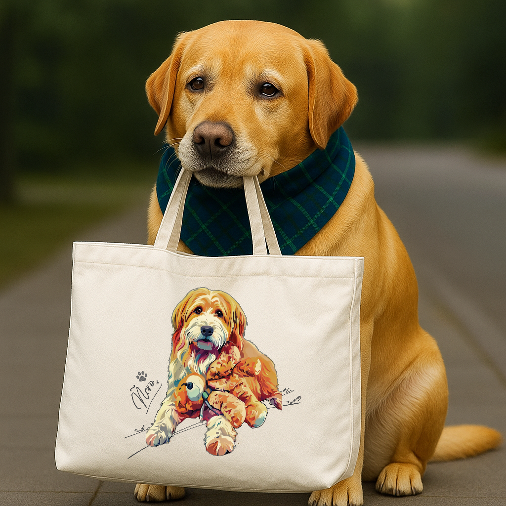 Personalized Pet Portrait Tote Bag Ñero and Pepper