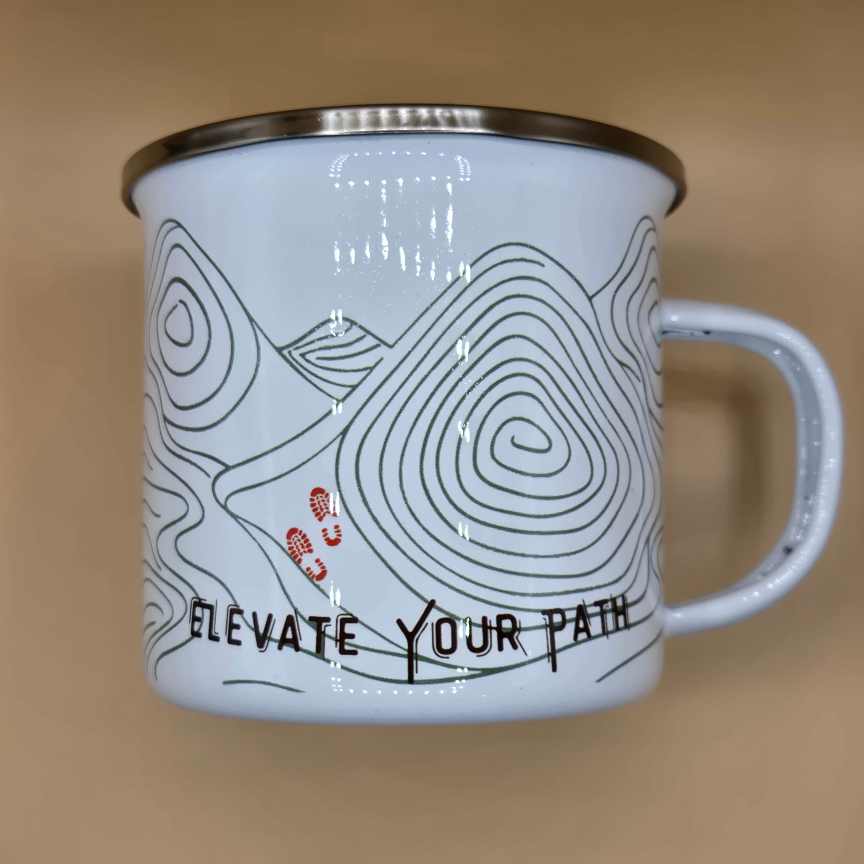 Elevate Your Path – Enamel Camping Mug