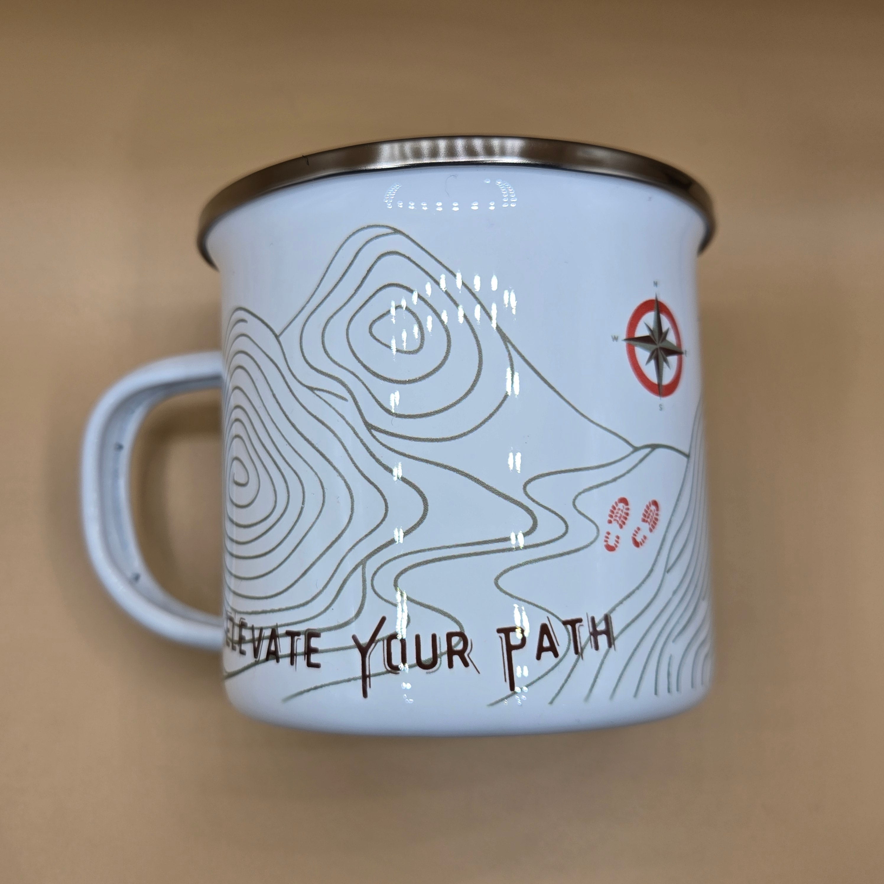 Elevate Your Path – Enamel Camping Mug